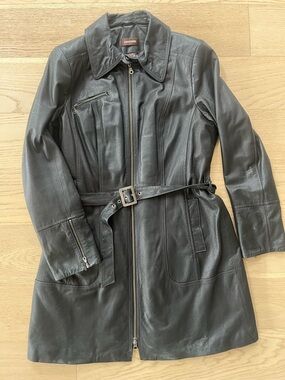 Danier Leather - Black Belted Trench Quilted Lined